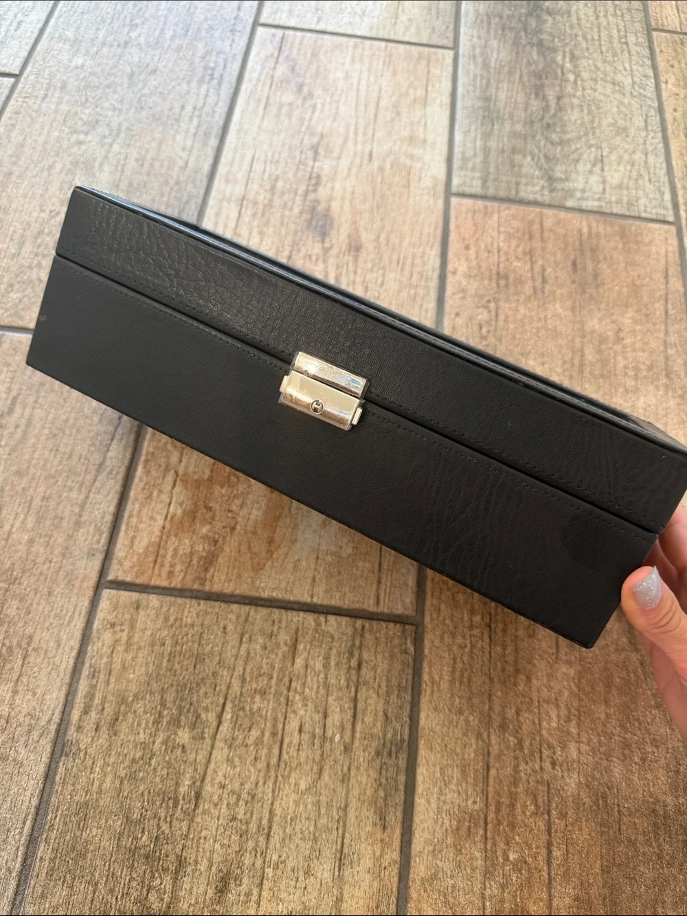 Black Faux Leather 6-Slot Watch Box Watch Holder Case